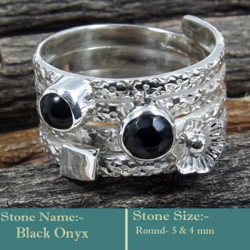 Black Onyx Cut E - SDR600-Soild 925 Sterling Silver-Cut Gemstones Colourful Designe