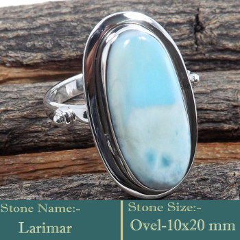 Larimar Cab F - RSS843-925 Silver Cab Gemstones Colourful Wholesale Ring