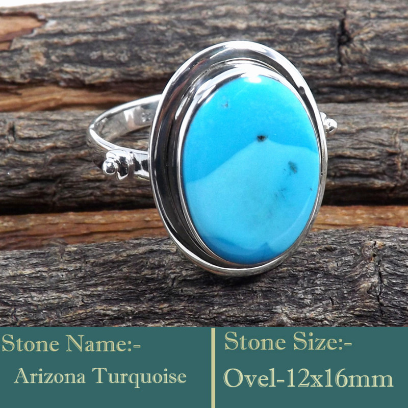 Arizona Turquoise Cab O - RSS843-925 Silver Cab Gemstones Colourful Wholesale Ring