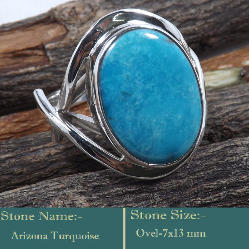 Arizona Turquoise Cab D - RSS835-Amazing Cab Gemstones Wholesale 925 Silver Handmade Ring