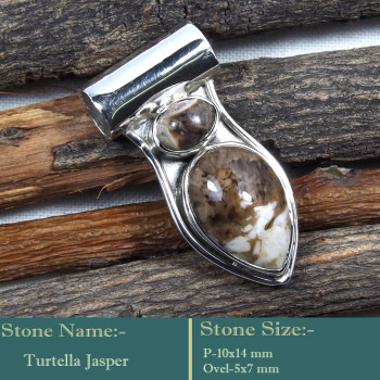 Turtella Jasper Cab D - SD596-Fashionable Cab Gemstone 925 Sterling Silver Designer Pend