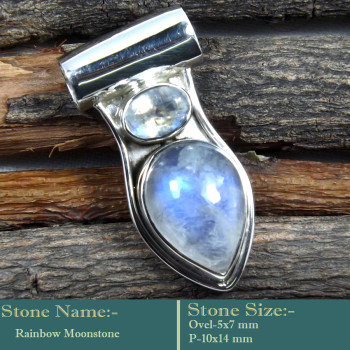 Rainbow Moonstone Cab F - SD596-Fashionable Cab Gemstone 925 Sterling Silver Designer Pend
