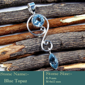 Blue Topaz Cut O - SD593-Solid 925 Silver Superb Cut Gemstone Wholesale Designer Pe