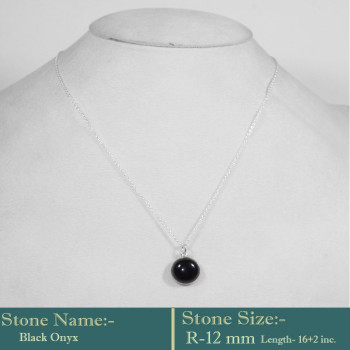 Black Onyx Cab E - BZN985-Awesome Collection 925 Sterling silver Bejal Necklace wit
