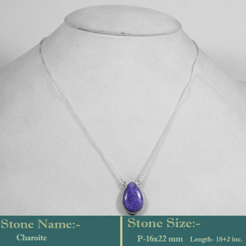 Charoite Cab k - BZN985-Awesome Collection 925 Sterling silver Bejal Necklace wit