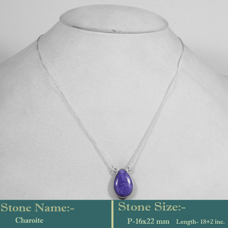 Charoite Cab k - BZN985-Awesome Collection 925 Sterling silver Bejal Necklace wit