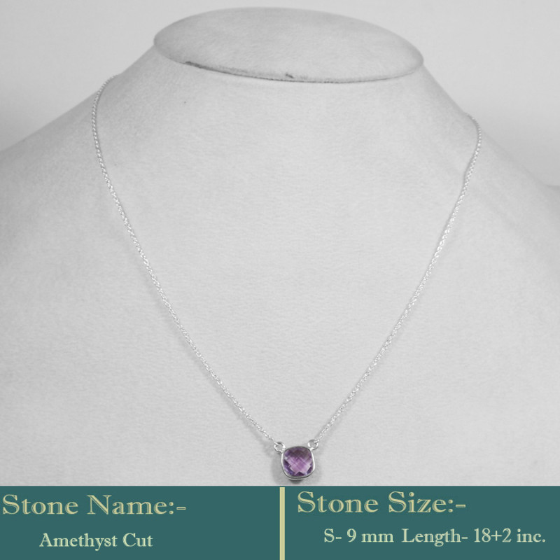 Amethyst Cut E - BZN983-Solid 925 Sterling Silver Awesome Semiprecious Cut Gemsto