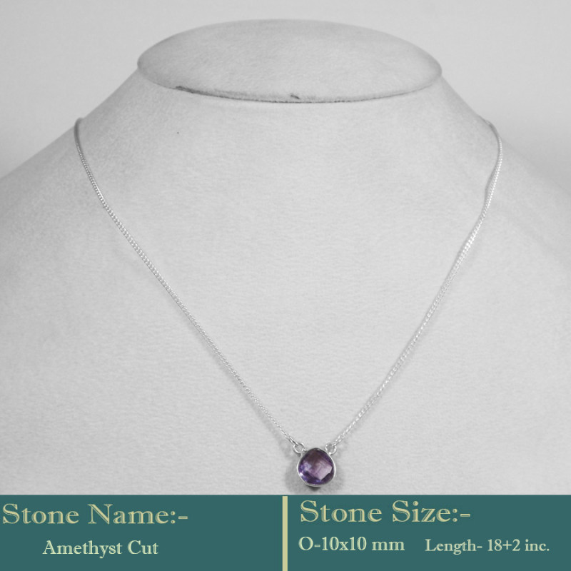 Amethyst Cut H - BZN983-Solid 925 Sterling Silver Awesome Semiprecious Cut Gemsto