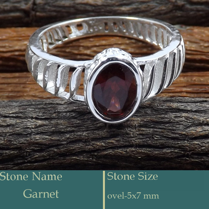 Garnet Cut A - SCR818-Fabulous Look Cut Gemstone Solid 925 Silver Casting Ring