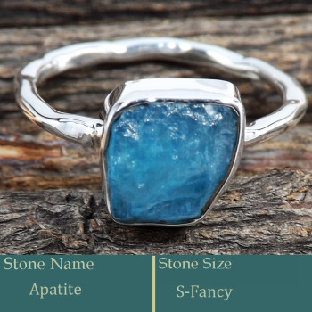 Apatite Rough H - SRR988-Exclusive Pretty Rough Gemstone 925 Silver Ring Wholesale