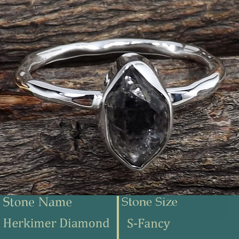 Herkimer Diamond F - SRR987-Charming Party Wear 925 Silver Ring Rough Gemstone Wholes