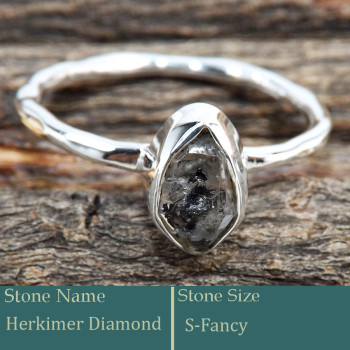 Herkimer Diamond H - SRR987-Charming Party Wear 925 Silver Ring Rough Gemstone Wholes