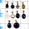10 Pcs Mix Cab & Cut Stone F - BDA946-10 Pcs Mix Cut & Cab Gemstone Pendant 925 Sterling Silver