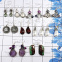 10 Pairs Mix Cab & Cut Gemstone C - BDA936-Amazing 10 Pairs 925 Silver Earrings Lots Cut & Cab Gemst