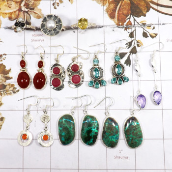10 Pcs Mix Cab & Cut Gemstone A - BDA926-Amazing 10 Pcs Mix Lots Jewelry 925 Sterling Silver Cab &