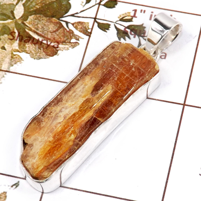 Orange Kyanite C - SPS936-Beautiful Gemstone Orange Kyanite Handmade Long Pendants