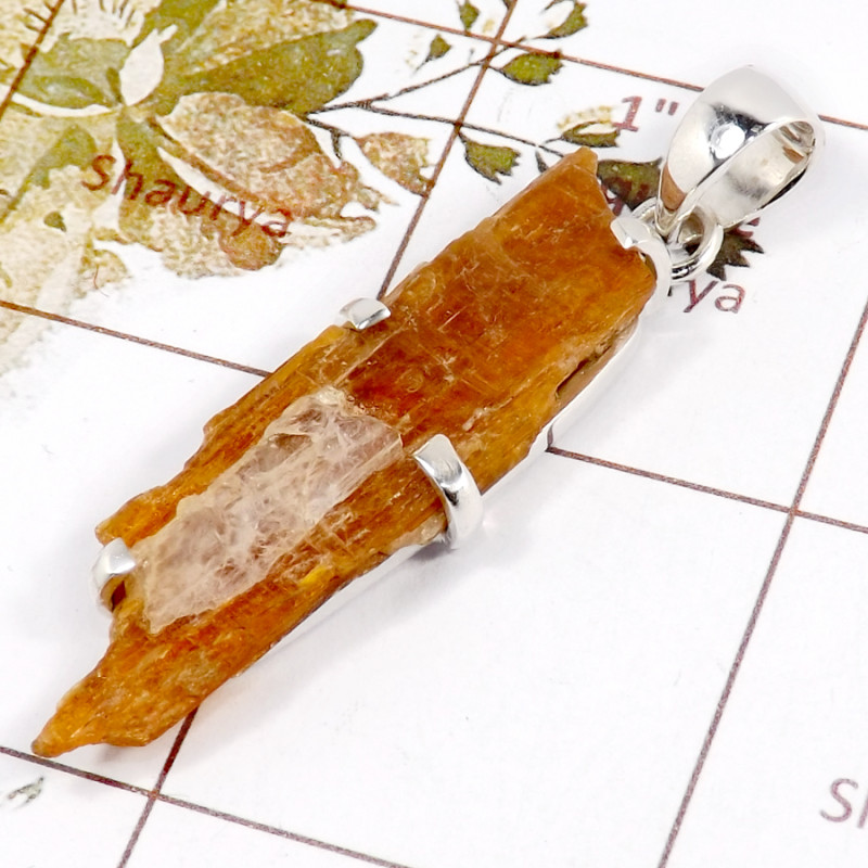 Orange Kyanite F - SPS936-Beautiful Gemstone Orange Kyanite Handmade Long Pendants