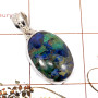Malachite In Azurite Cab H - SD579-Awesome Malachite In Azurite Designer Large Pendant 925 St
