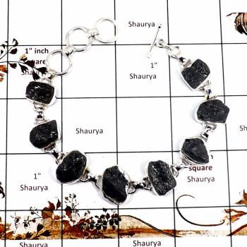 Tourmaline Rough O - RGB995-Adorable Rough Gemstone 925 Sterling Silver Bracelet Whol