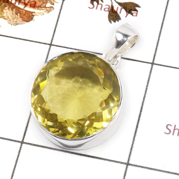 Lemon Quartz G - SPS914-Fabulous Lemon Quartz Cut Prong Setting Pendants 925 Ster