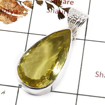 Lemon Quartz H - SPS914-Fabulous Lemon Quartz Cut Prong Setting Pendants 925 Ster