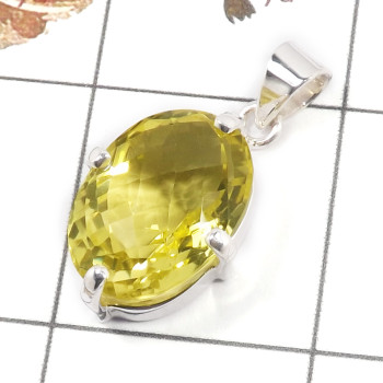 Lemon Quartz O - SPS914-Fabulous Lemon Quartz Cut Prong Setting Pendants 925 Ster