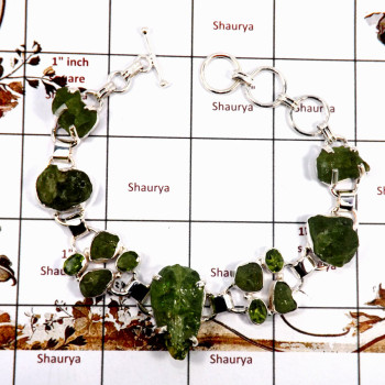 Peridot Rough & Cut O - RGB994-Natural Rough Gemstone Wholesale Bracelets 925 Sterling S
