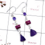 Amethyst Cab,Amethyst Rough & Purple Copper Turquoise O - BZE721-Dazzling Look Three Stone Bezel Earrings 925 Sterling Sil