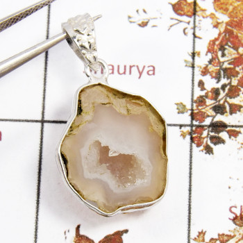 Cavity Druzy C - BPS920-Direct Factory Wholesale Cavity Druzy Bezel Pendants 925