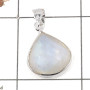 Rainbow Moonstone C - BPS918-Sparkling Gemstone Rainbow Moonstone Bezel Pendant 925 St