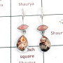 Crazy Lace Agate & Rhodochrosite Cab G - SPE882-Solid 925 Sterling Silver Earrings Cab & Cut Gemstone Who
