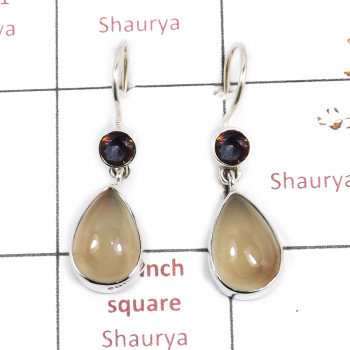 Peach Moonstone Cab & Mystic Cut C - SPE881-Amazing Design 925 Sterling Silver Earrings Cut & Cab Gem