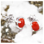 3x5mm Red Coral Cab A - SFJ918-Amazing Cab Gemstone 925 Silver Stud Earrings Made By Indian Factory