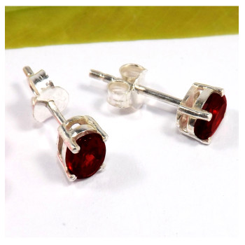 4x6mm Garnet Cut C - SSE847-4x6mm Oval Cut Gemstone Stud Earrings 925 Sterling Silver Wholesale Collection