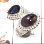 Charoite & Black Onyx Cut D - CMJ843-Dazzling 925 Silver Cab & Cut Gemstone Ring Wholesale Handmade India