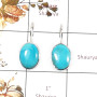 Arizona Sleeping Beauty Turquoise B - SPE862-Solid 925 Silver Plain Setting Earrings Arizona Sleeping Beauty Turquoise Cab Gemst