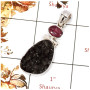 Natural Druzy & Pink Tourmaline Cab H - ISP653-925 Sterling Silver Plain Setting Pendant Party Look Gemstone New Handmade Collec