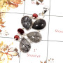 Black Rutile Cab & Garnet Cut B - SD574-Fabulous Handmade Design 925 Silver Designer Pendant Cab & Cut Gemstone