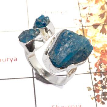 Apatite Rough A - SRR983-Amazing Rough Gemstone Ring 925 Sterling Silver Handmade Collection