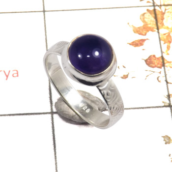 Amethyst Cab D - RBS855-New Design Solid 925 Sterling Silver Ring Made Natural Cab Gemstone