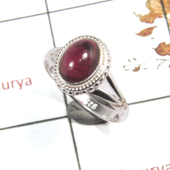 Garnet Cab E - RBS855-New Design Solid 925 Sterling Silver Ring Made Natural Cab Gemstone