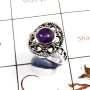 Amethyst Cab C - SCR809-Party Wear Cab Gemstone Casting Ring 925 Sterling Silver