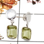 Green Amethyst Cut D - BZE706-Classic 925 Silver Bezel Earrings Cut Gemstone Newly Handmade Design