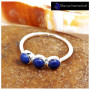 Lapis Cab I - SFJ913-Exclusive Cabochon Gemstone Light Weight Trilogy Ring 925 Sterling Silver