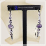 Amethyst Rough & Cut D - SDE707-New Collection Semiprecious Gemstone Statement Long Earrings 925 Sterling Silver