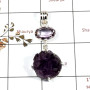 Amethyst Druzy & Amethyst Cut I - RPP973-Handmade Collection Rough Gemstone Heavy Pendant 925 Sterling Silver