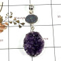 Amethyst Druzy & Flat Druzy G - SPS902-Indian Factory Made Rough Gemstone Pendant 925 Silver Prong Setting