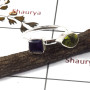 Amethyst & Peridot Cut E - STK941-Solid 925 Sterling Silver Stunning Two Gemstone Stacking Ring