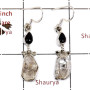 Herkimer Diamond & Black Onyx Cab H - SPE813-Party Wear Rough Stone 925 Silver Plain Setting Earrings Handmade Collection