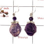 Amethyst Rough & Cut I - SPE812-Solid 925 Silver Plain Setting Rough Gemstone Earrings Handmade Design